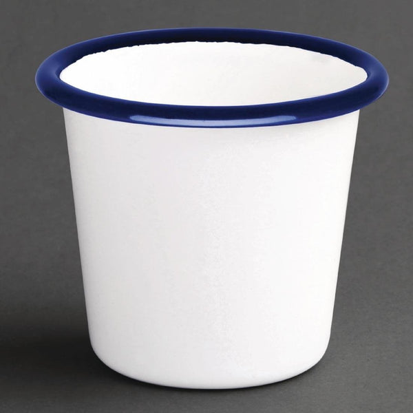 Olympia Enamel White/Blue Sauce Cup - 115ml 4oz (Box 6) DC383 - Whisk Hospitality - DC383