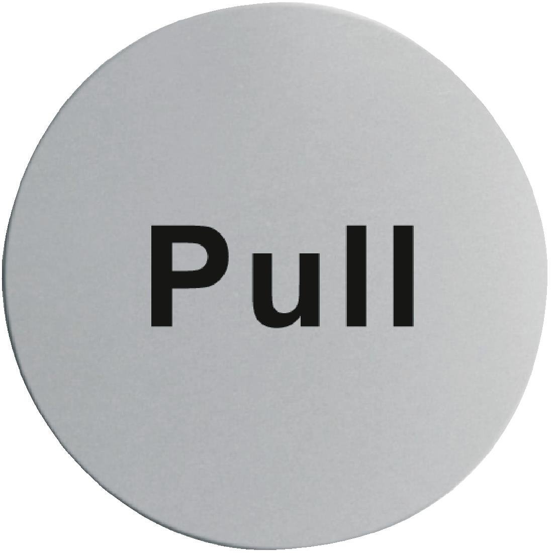 Vogue Pull Door Sign St/St (Self - Adhesive) U064 - Whisk Hospitality - U064