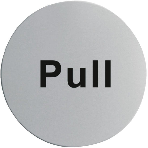 Vogue Pull Door Sign St/St (Self - Adhesive) U064 - Whisk Hospitality - U064