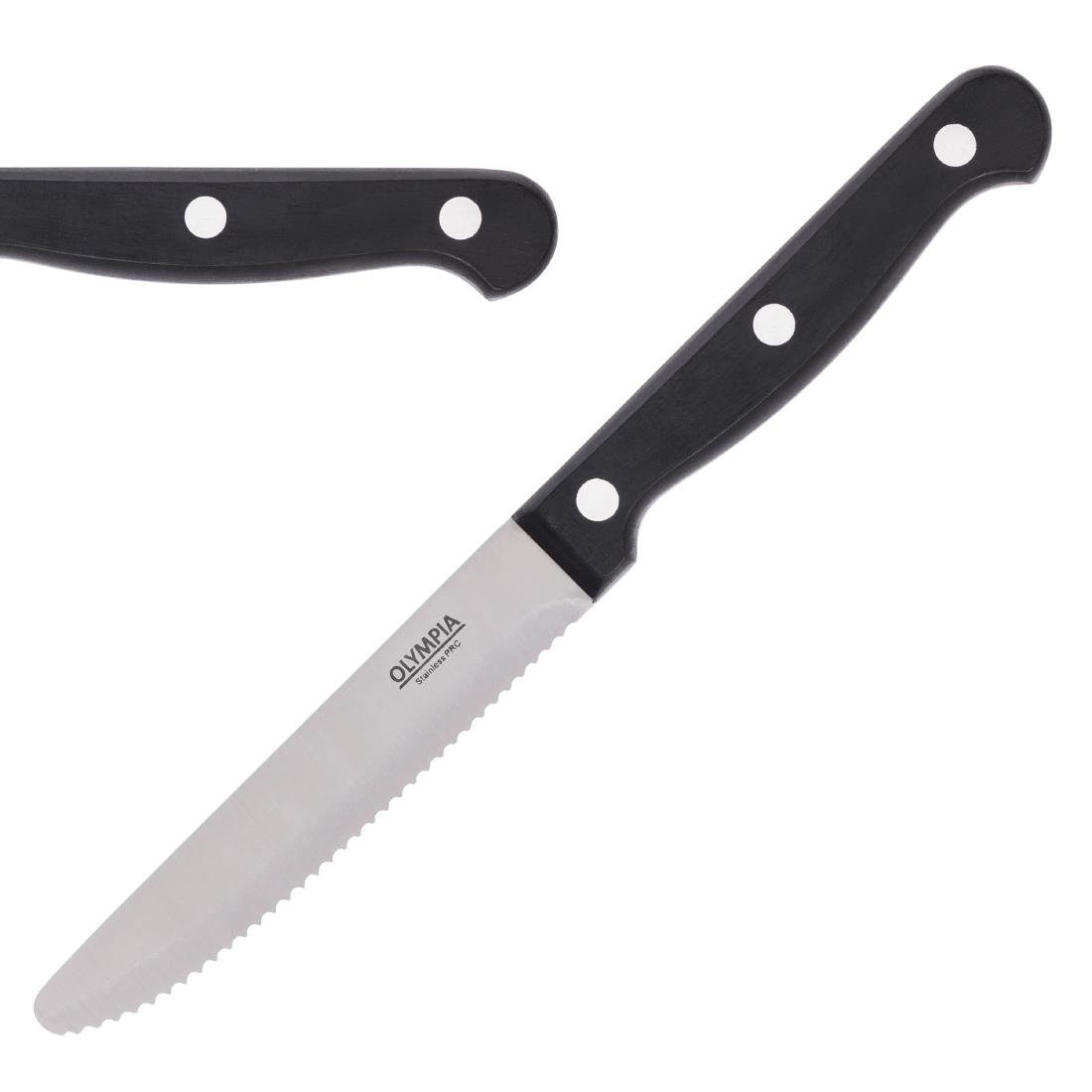 Olympia Rounded Steak Knife Black - 4 1/2" (Box 12) CS716 - Whisk Hospitality - CS716