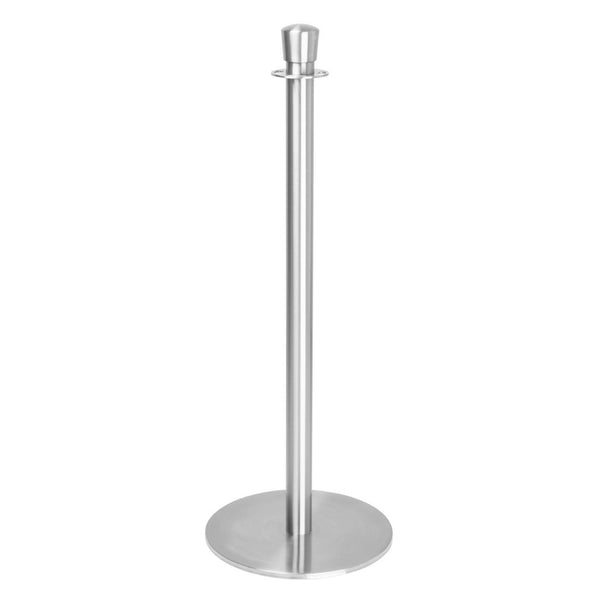 Bolero Flat Base Barrier Post Brushed Stainless Steel (Set 2) GP639 - Whisk Hospitality - GP639