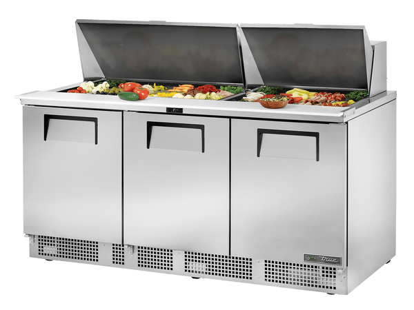 True Refrigeration Prep Table 30x 1/6 Top Pans 3 Solid Swing Doors - TFP - 72 - 30M - HC - Whisk Hospitality - TFP-72-30M-HC