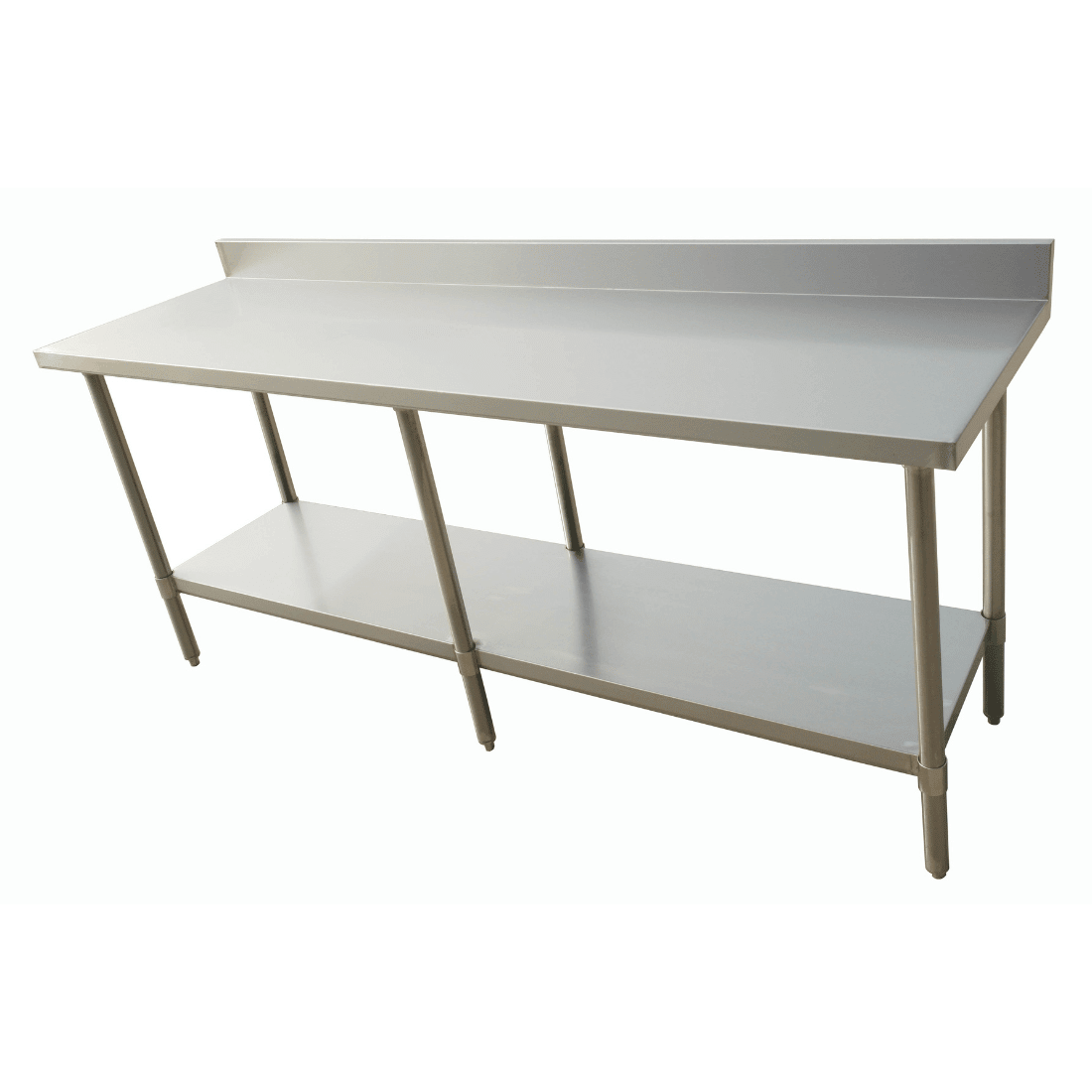 2100 - 7 - WBB Economic 304 Grade Stainless Steel Table with splashback 2100x700x900 - 6 legs - Whisk Hospitality - 2100-7-WBB