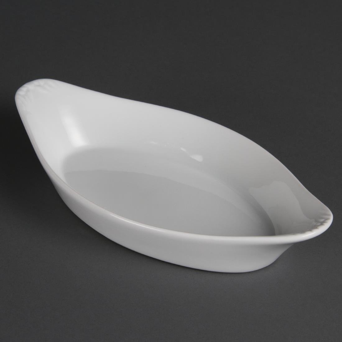 Olympia Whiteware Oval Eared Dish - 400ml 49x262x141mm (Box 6) W440 - Whisk Hospitality - W440