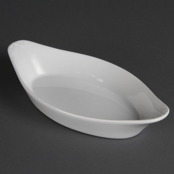 Olympia Whiteware Oval Eared Dish - 400ml 49x262x141mm (Box 6) W440 - Whisk Hospitality - W440