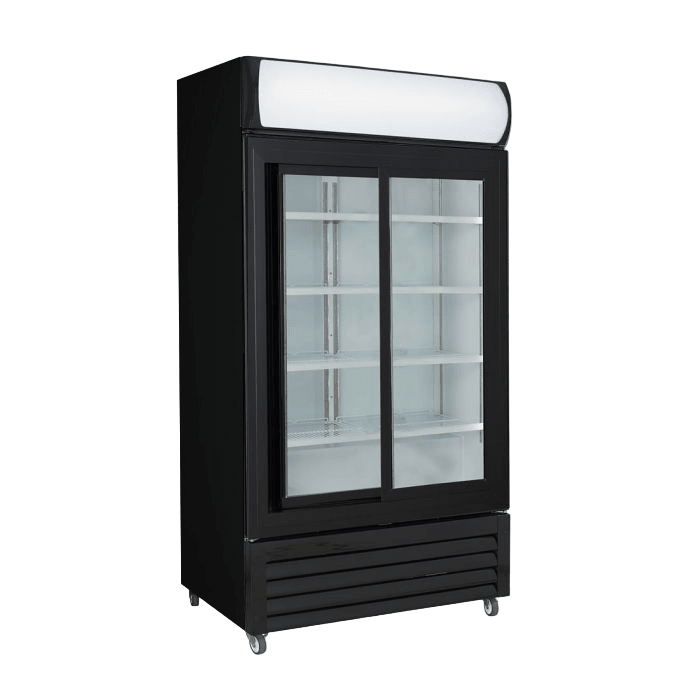 Thermaster Two Sliding Glass Door Colourbond Upright Drink Fridge Black LG - 1000SDBP - Whisk Hospitality - LG-1000SDBP