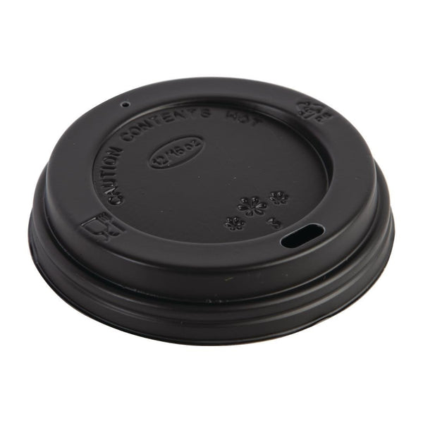 Fiesta Recyclable Lid For Hot Cups - Black - 340/455ml (Pack 50) CW717 - Whisk Hospitality - CW717