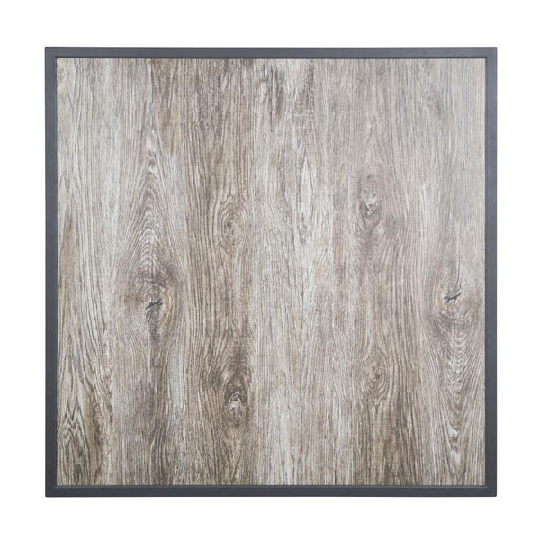 Bolero Wood Grain Effect Outdoor Fibre Glass Table Top Grey Trim - 700mm FU515 - Whisk Hospitality - FU515