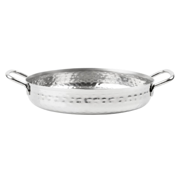 Olympia Table Presentation Handled Dish Stainless Steel Hammered - 180mm HY112 - Whisk Hospitality - HY112