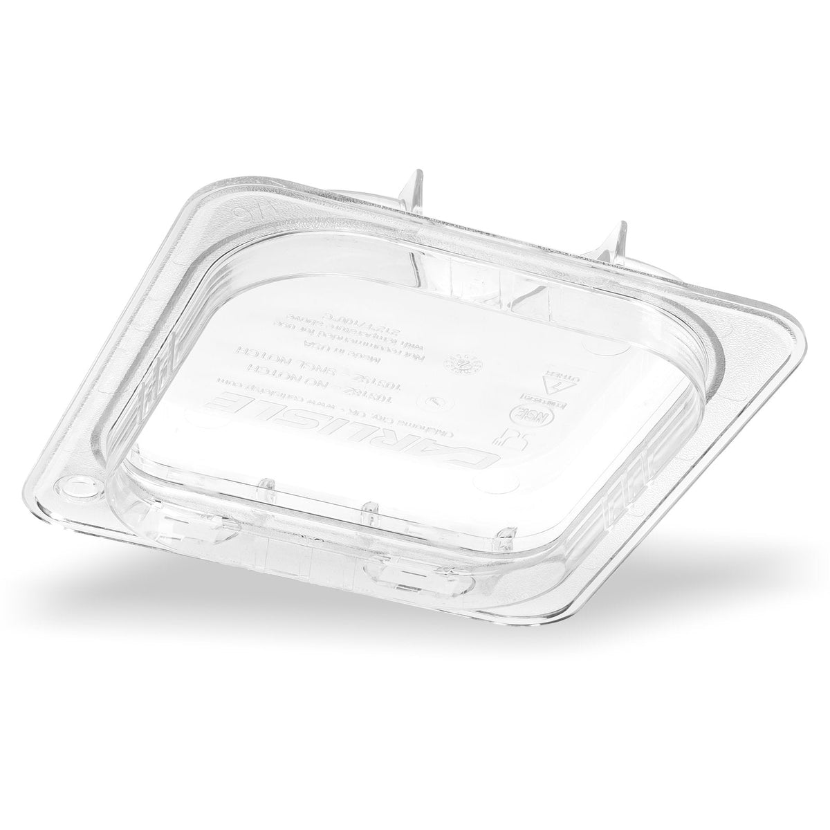 10319Z07 Carlisle StorPlus EZ Access Clear Polycarbonate 1/6 Hinged Lid with Handle, Single Notched 160mm x 175mm x 28mm - Whisk Hospitality - 10319Z07