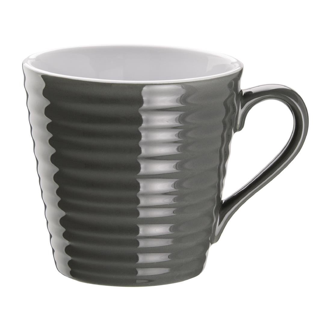 Olympia Cafe Mug Charcoal Ripple - 340ml (Box 6) DH634 - Whisk Hospitality - DH634