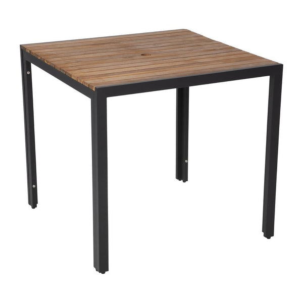 Bolero Steel & Acacia Square Table - 800mm DS152 - Whisk Hospitality - DS152