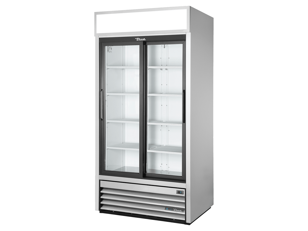 True Refrigeration Upright Retail Merchandiser Refrigerator 2 Full Glass Slide Doors - GDM - 33 - HC - LD - Whisk Hospitality - GDM-33-HC-LD
