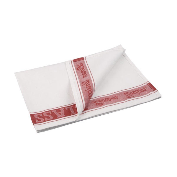 EDLP - Vogue Glass Cloth Linen Union Red Border - 760x510mm E910 - Whisk Hospitality - E910