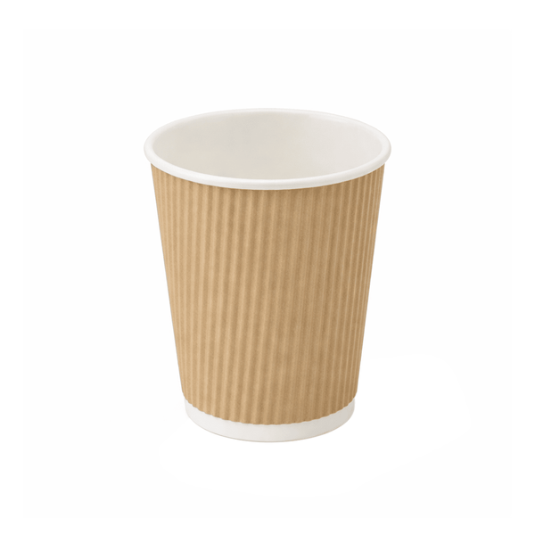 PakMax KRAFT 12oz Corrugated Hot Paper Cup CHPC-90-12K - Whisk Hospitality - CHPC-90-12K