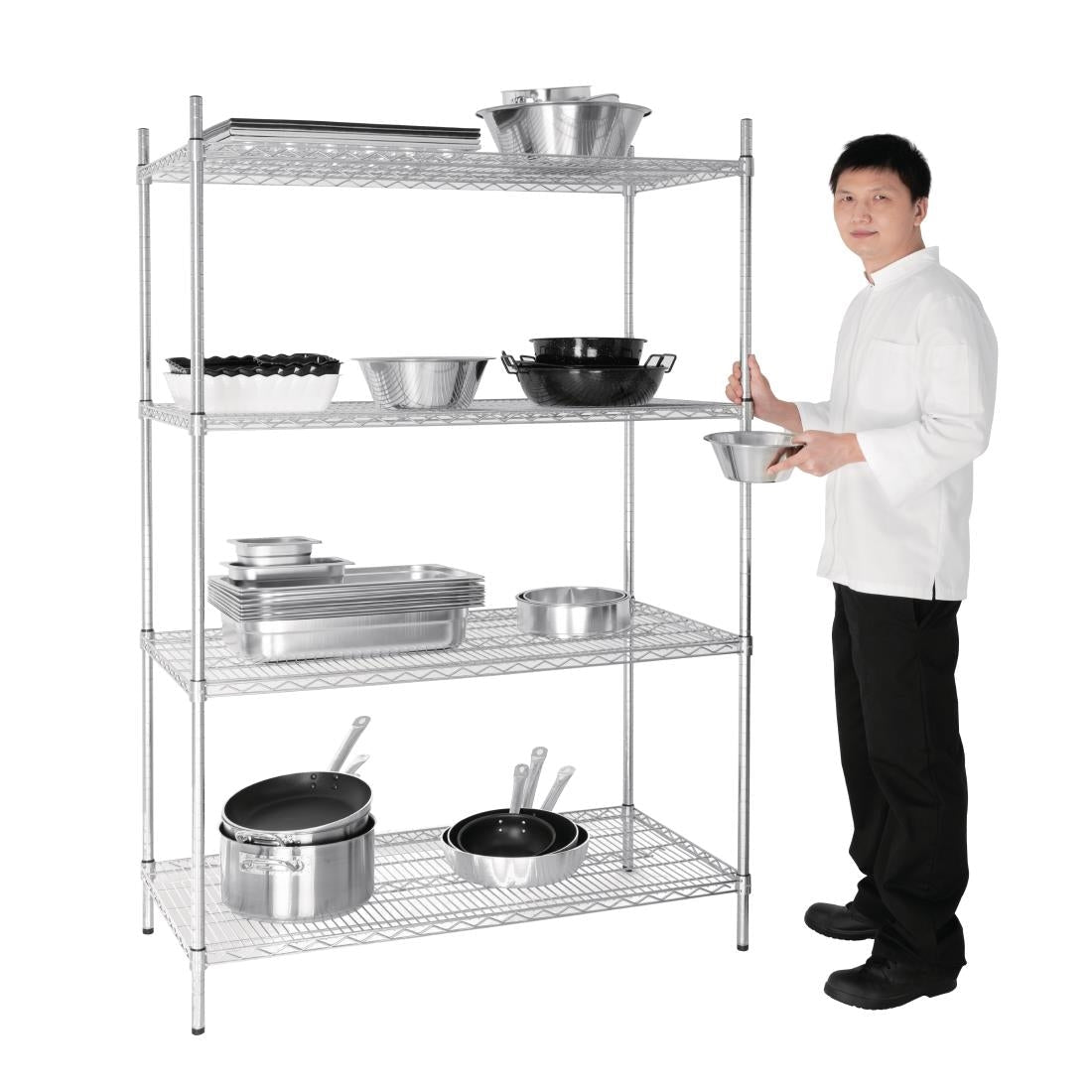 Vogue Flat Pack 4 Shelf Unit St/St - 610x1220mm U257 - Whisk Hospitality - U257