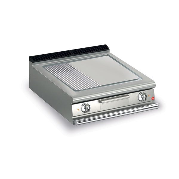BARON 2 Burner Electric Fry Top With 2/3 Smooth and 1/3 Ribbed Chrome Plate And Thermostat Control - Whisk Hospitality - Q70SFT/E825
