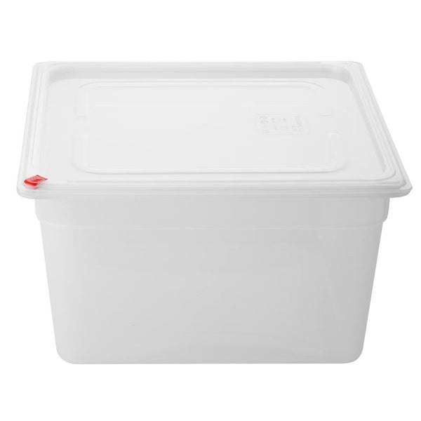 Hygiplas Click PP GN Pan 2/3 with Lid & 7 Colour Clips - 200mm 16.1Ltr (Pack 4) HZ352 - Whisk Hospitality - HZ352