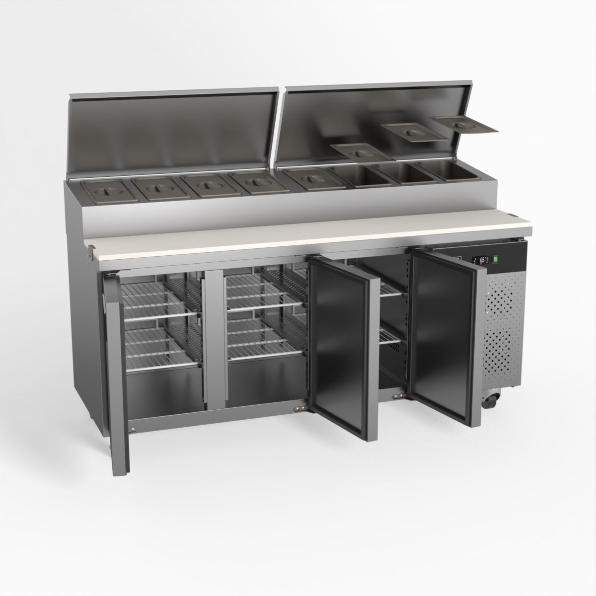 AG 3 Door Saladette Fridge €“ Fits 8 x 1/3 GN Trays SH3000 - 700 - Whisk Hospitality - SH3000-700