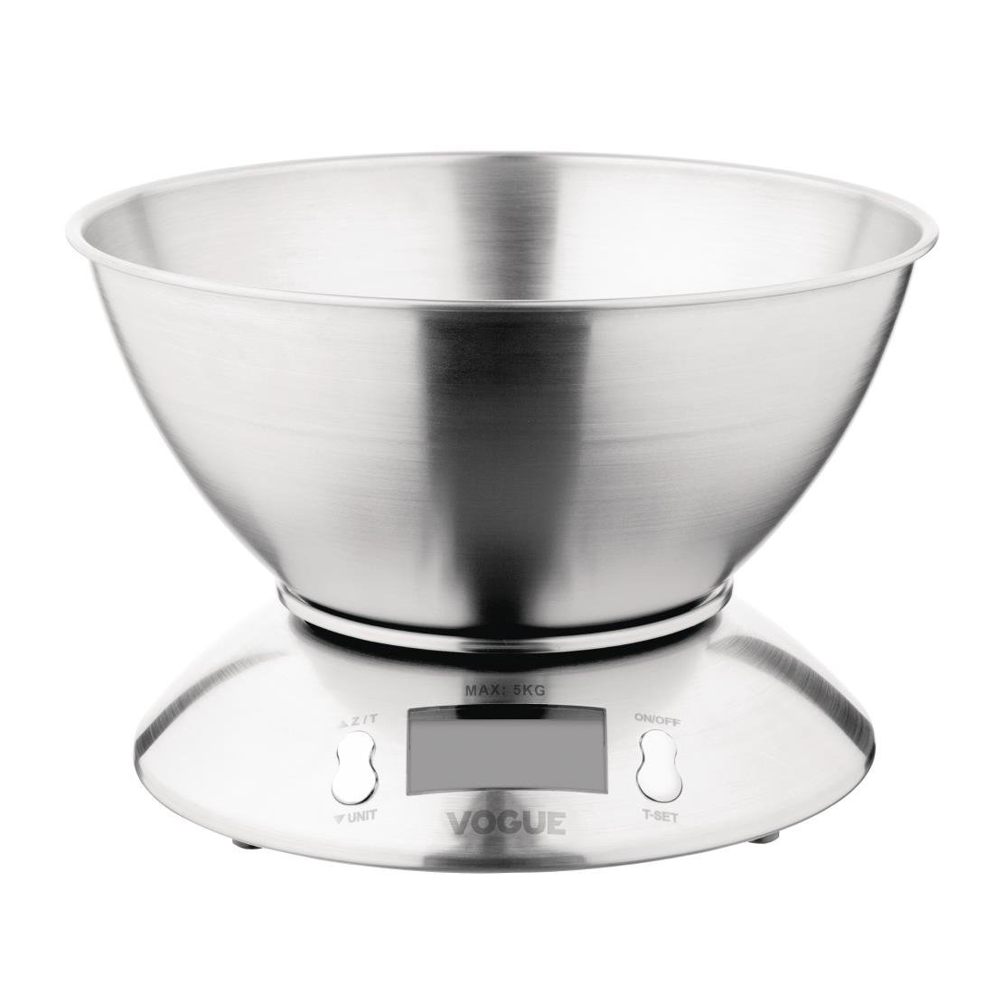 Vogue Digital St/St Bowl Scale 5kg Grad 1g kg/lbs FS487 - Whisk Hospitality - FS487