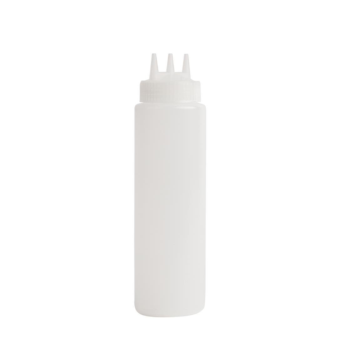 Vogue Squeeze Bottle Clear 3 Nozzle - 681ml 23fl oz CW725 - Whisk Hospitality - CW725