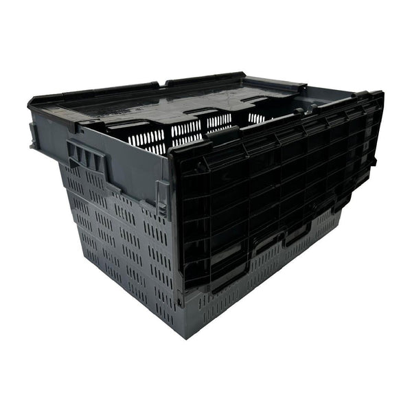 Vogue Perforated Plastic Transport/Storage Crate with attached Lid 600x400x320mm DX996 - Whisk Hospitality - DX996