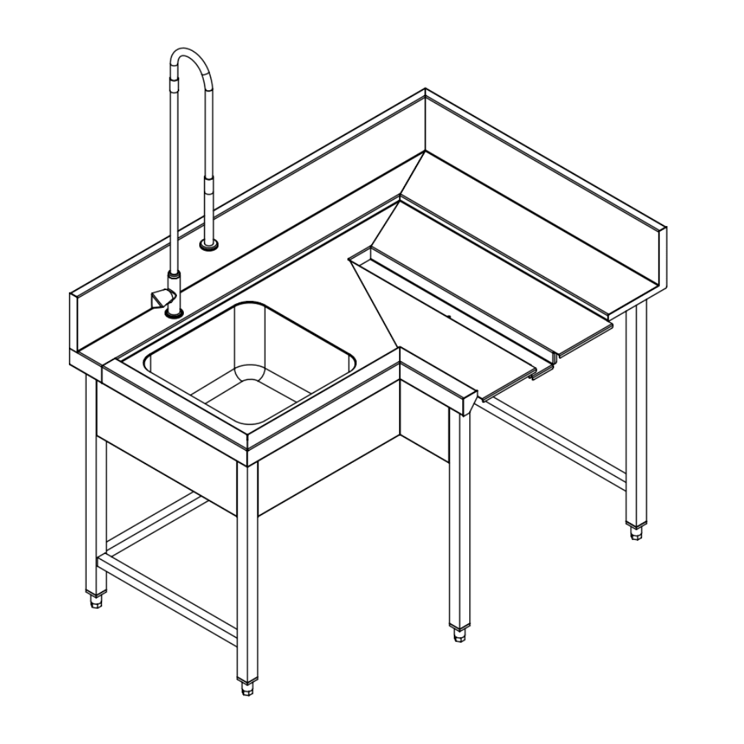 Fagor Pre - Rinsing Sink Bench w/ Introductor of Baskets MCFD - 1000I - Whisk Hospitality - MCFD-1000I