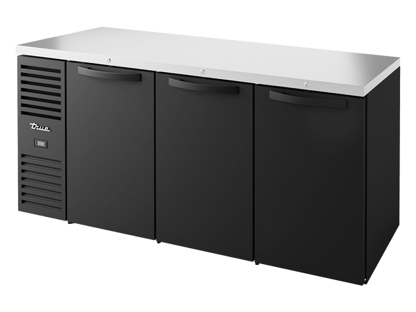 True Refrigeration Bar Refrigerator Black Ext 3 Solid Swing Doors - TBR72 - RISZ1 - L - B - SSS - 2 - Whisk Hospitality - TBR72-RISZ1-L-B-SSS-2