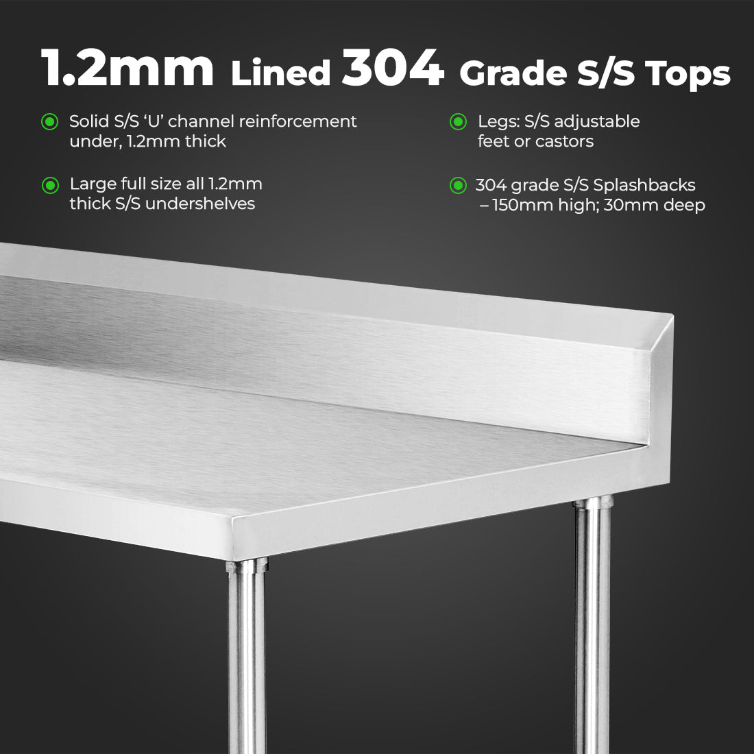 WBB7 - 1000/A Workbench with Splashback - Whisk Hospitality - WBB7-1000/A