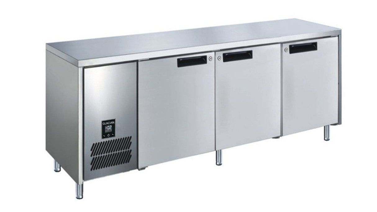 Glacian 3 Door Slimline Fridge 660 Deep Stainless Steel Doors BCS61885 - Whisk Hospitality - BCS61885