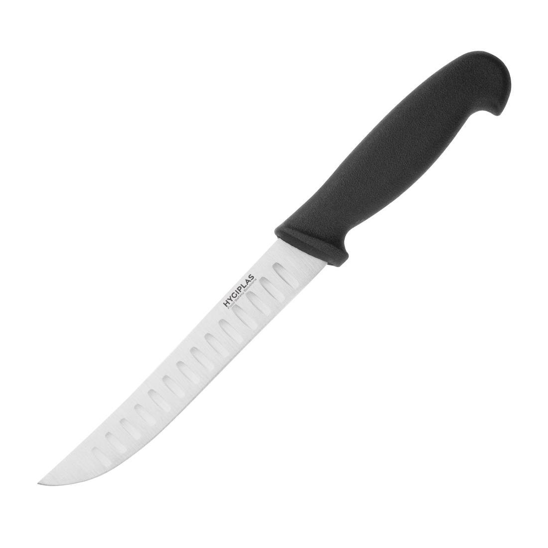 Hygiplas Utility Knife Scalloped Black - 5" C420 - Whisk Hospitality - C420