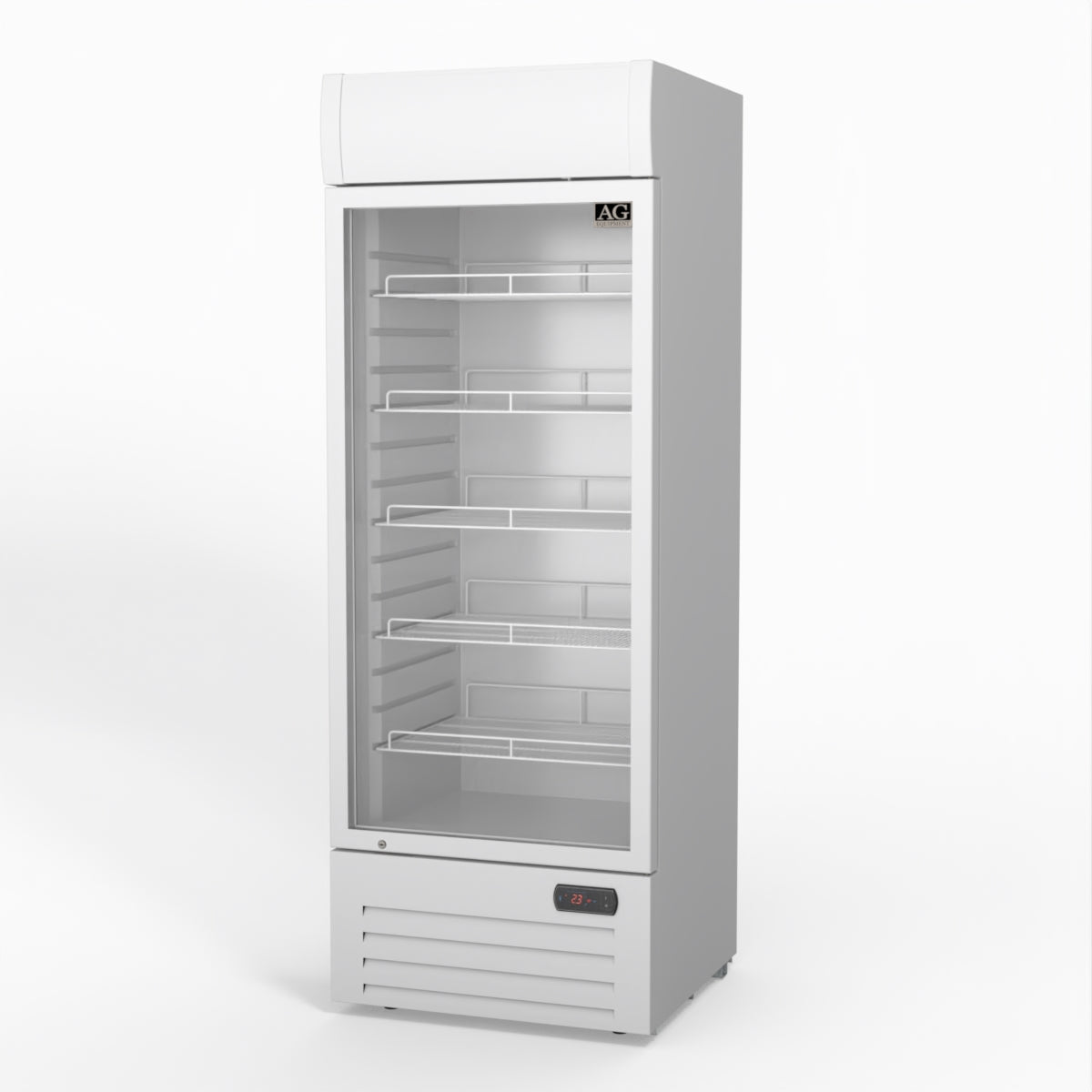 AG 515L Upright Glass Door Display/Drinks Fridge - White with Light Box DF515WL - Whisk Hospitality - DF515WL