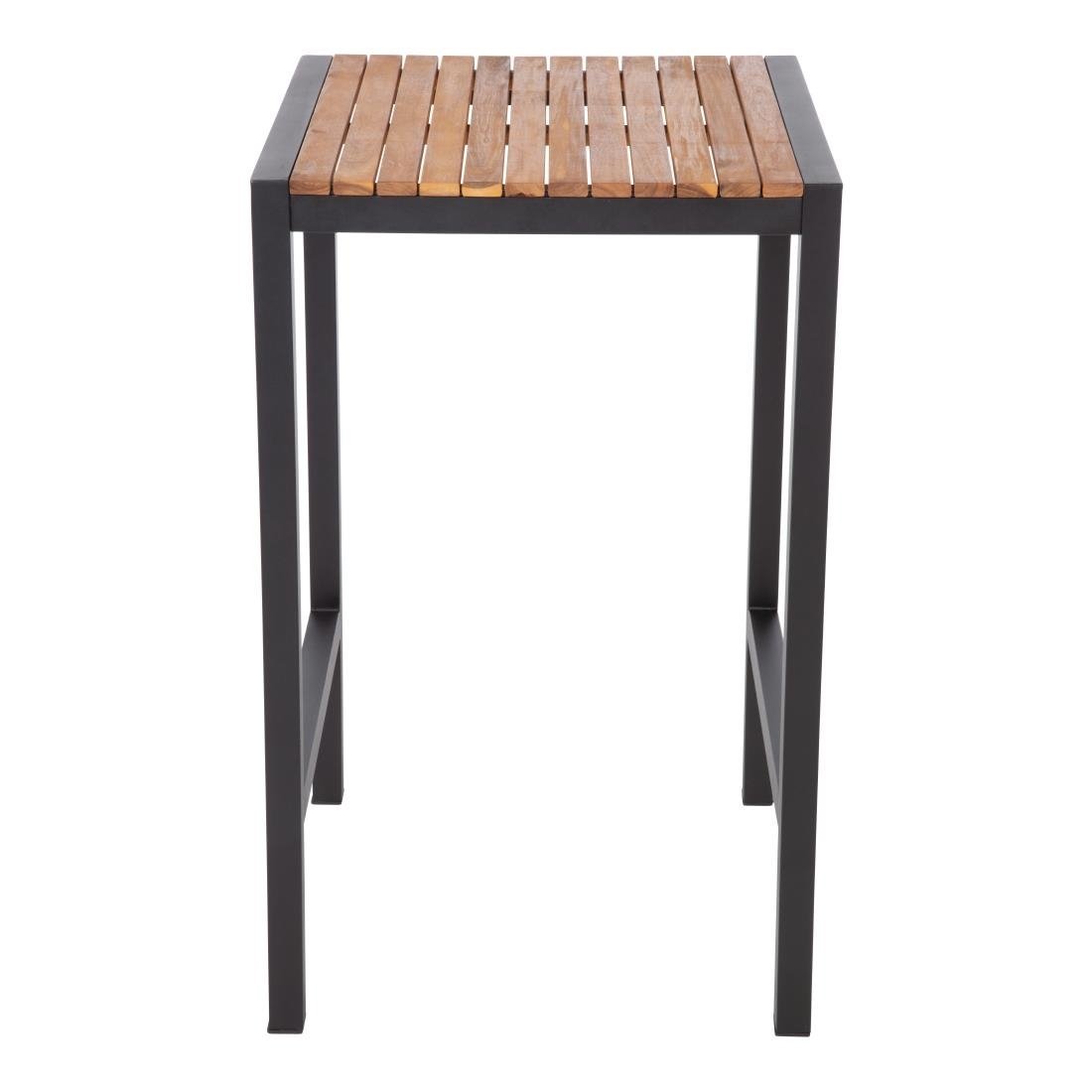 Bolero Steel & Acacia Square Bar Table - 600mm DS155 - Whisk Hospitality - DS155