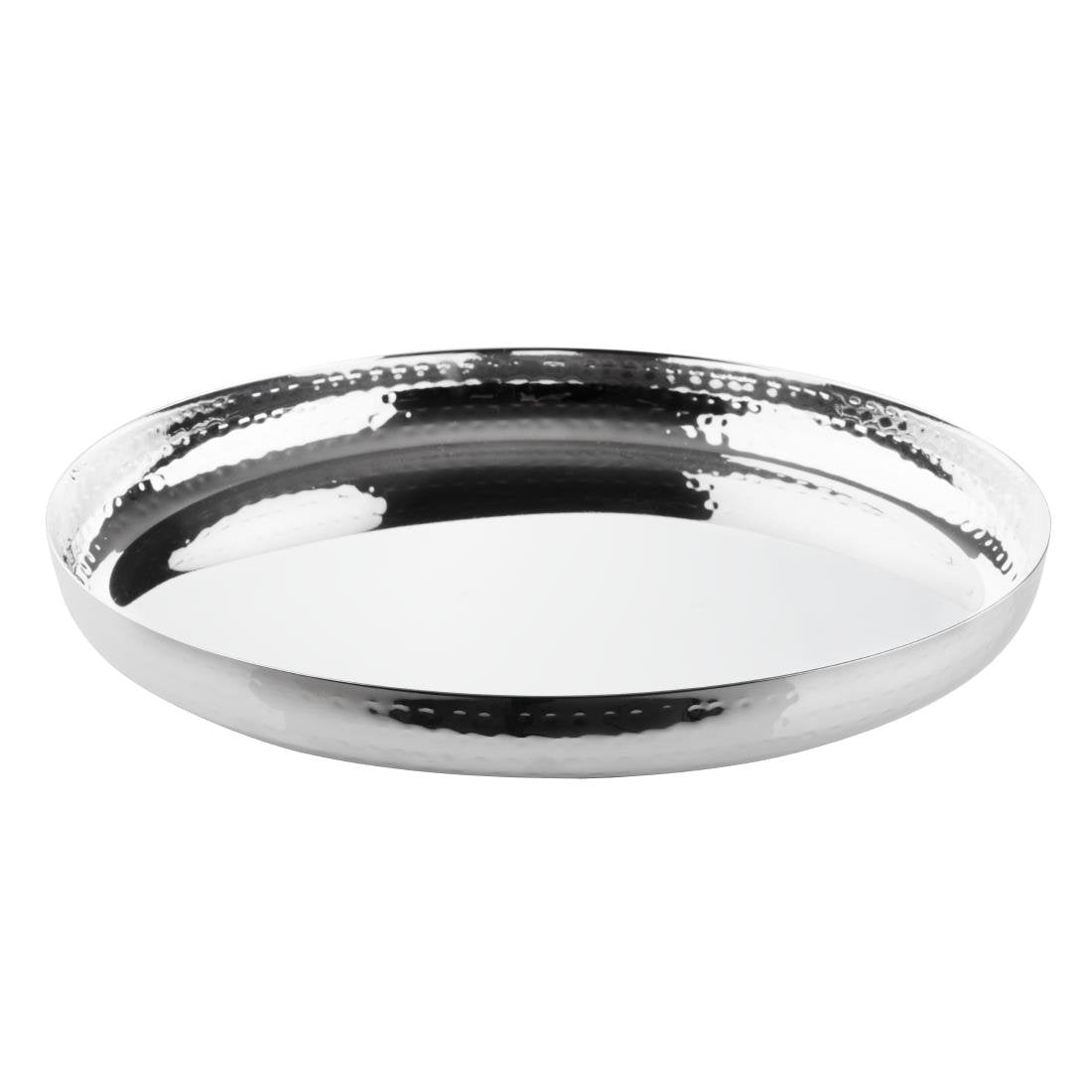 Olympia Hammered Round Tray Stainless Steel - 320x35mm HY125 - Whisk Hospitality - HY125