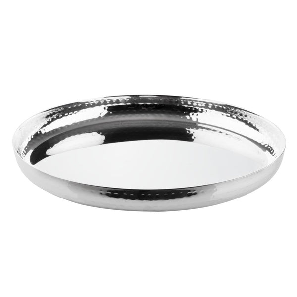 Olympia Hammered Round Tray Stainless Steel - 320x35mm HY125 - Whisk Hospitality - HY125