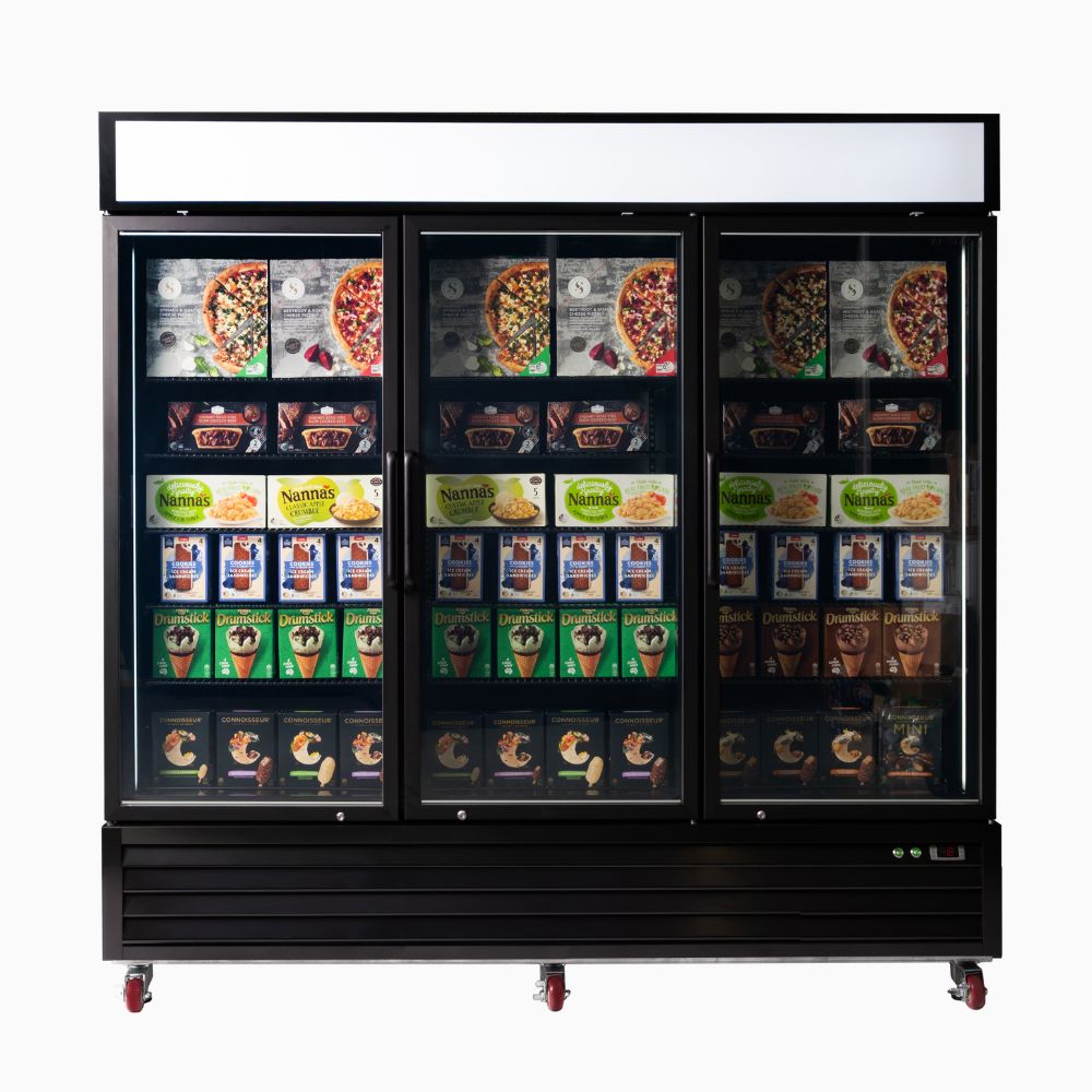 Bromic Upright Display Freezer 1980L - 3 Door - Flat Glass - Lightbox UF1980GDL - NR - Whisk Hospitality - UF1980GDL-NR