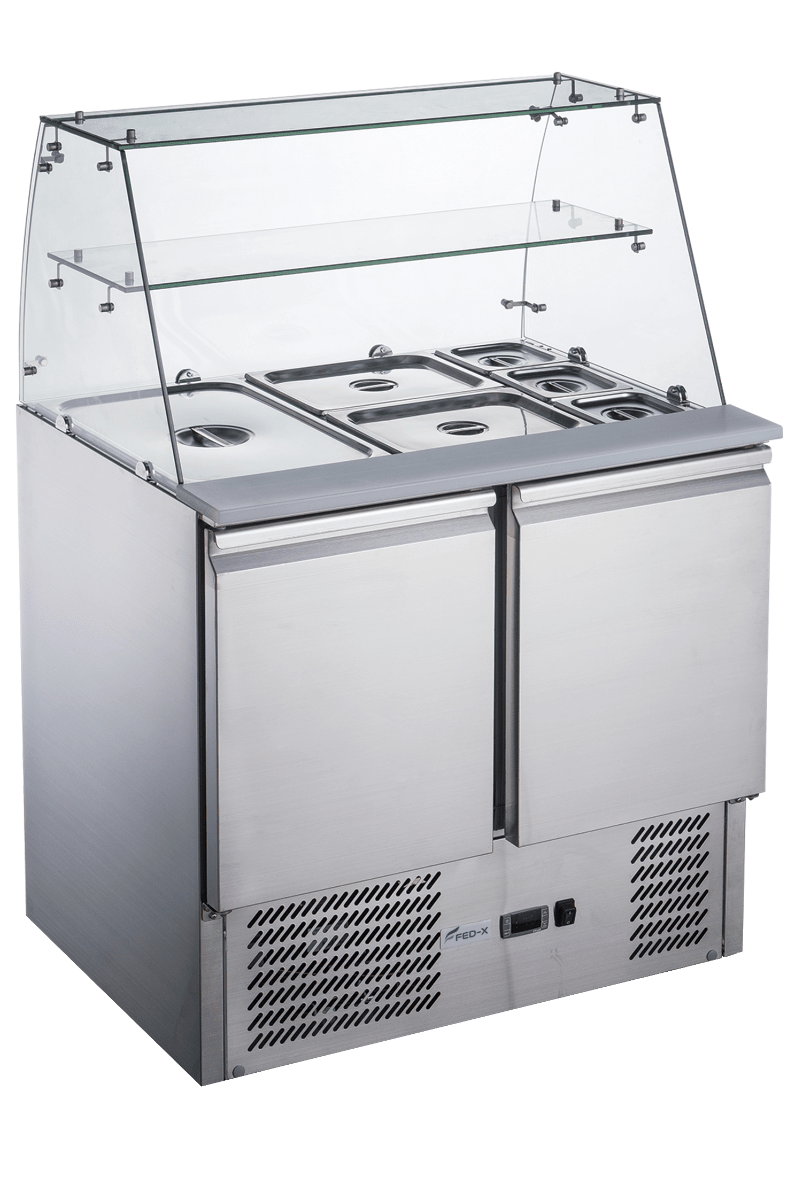 FED - X Two Door Salad Prep Fridge with Glass Top - XS900GC - Whisk Hospitality - XS900GC