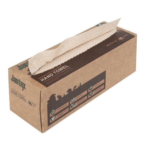 Jantex Green 100% Recycled Hand Towel 1ply - 100 Sheets (Pack 36) HY595 - Whisk Hospitality - HY595
