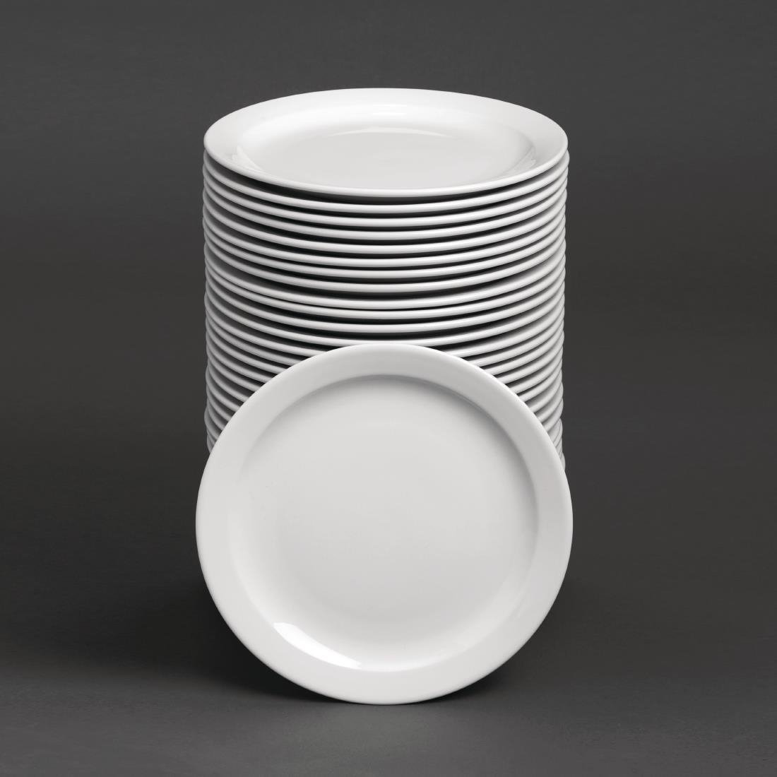 Sale Offer - Athena Hotelware Narrow Rimmed Plate - 22.6cm 9" (Box 36) S753 - Whisk Hospitality - S753