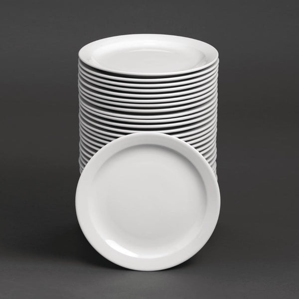 Sale Offer - Athena Hotelware Narrow Rimmed Plate - 22.6cm 9" (Box 36) S753 - Whisk Hospitality - S753