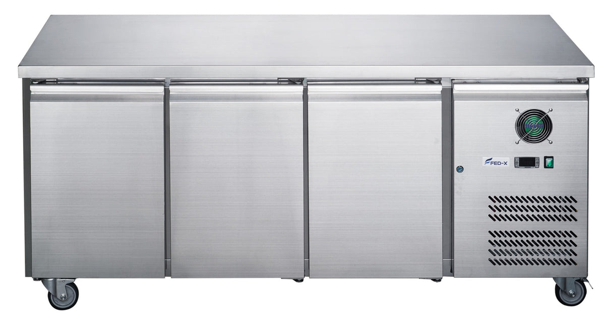 FED - X S/S Three Door Bench Fridge - XUB6C18S3V - Whisk Hospitality - XUB6C18S3V