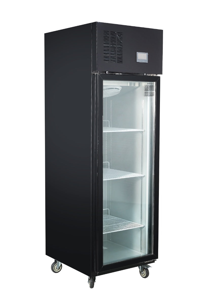 Thermaster 500L Full-Width Single Black Glass Door Upright Display Fridge SFWCG500-1 - Whisk Hospitality - SFWCG500-1