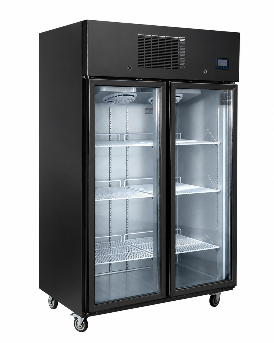 Thermaster 1000L Full-Width Double Black Glass Door Upright Display Freezer SFWFG1000B - Whisk Hospitality - SFWFG1000B