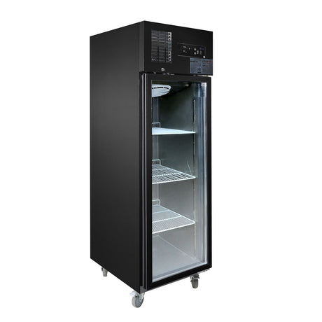 Thermaster Single glass door upright freezer black stainless steel - SUFG500B