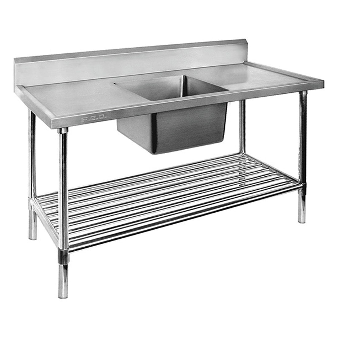 Single Centre Sink Bench & Pot Undershelf SSB6-1200C/A