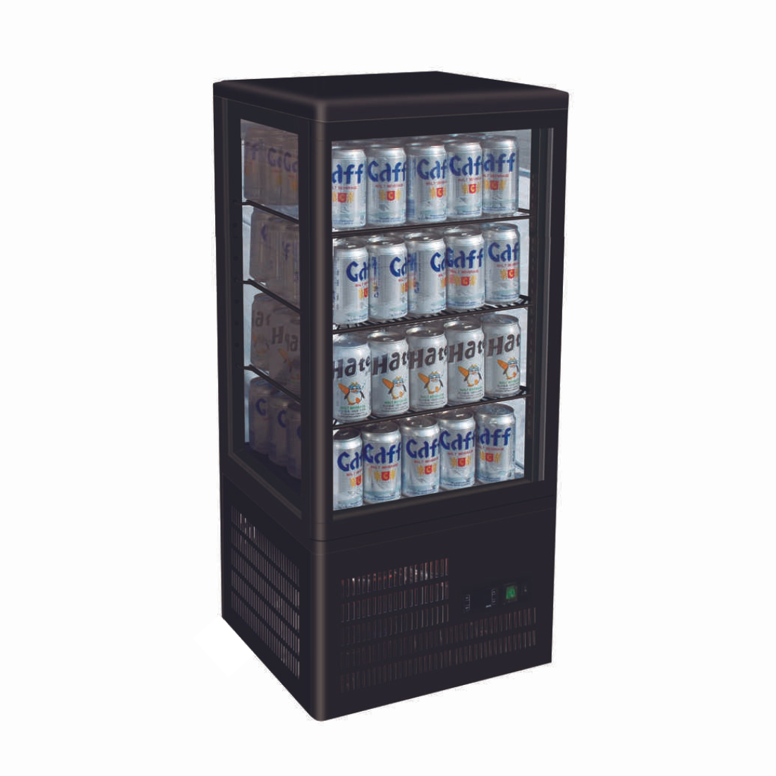 Thermaster Four-Sided Countertop Beverage Display Fridge Black - TCBD78B