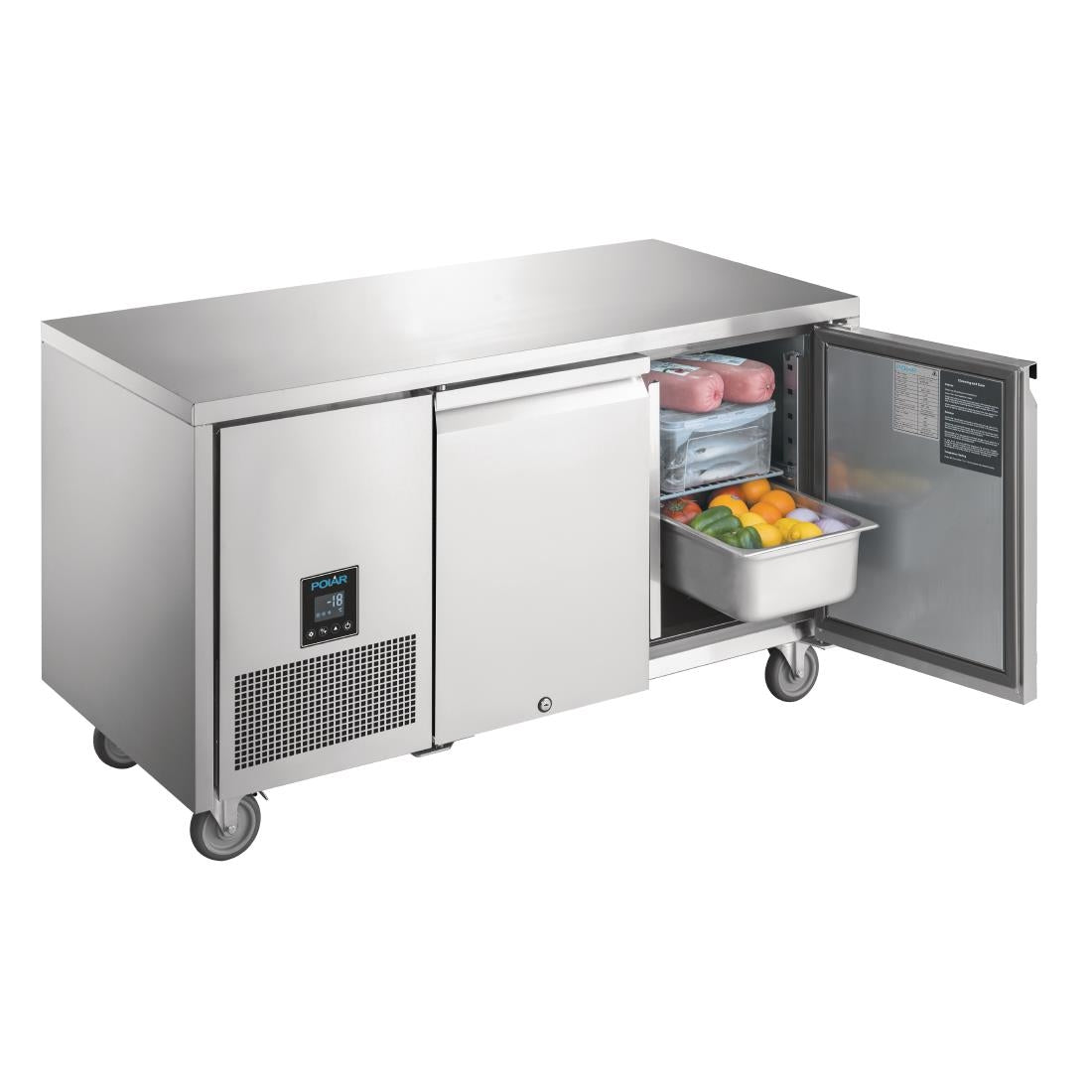 Polar U-Series Premium Double Door Counter Freezer 267Ltr