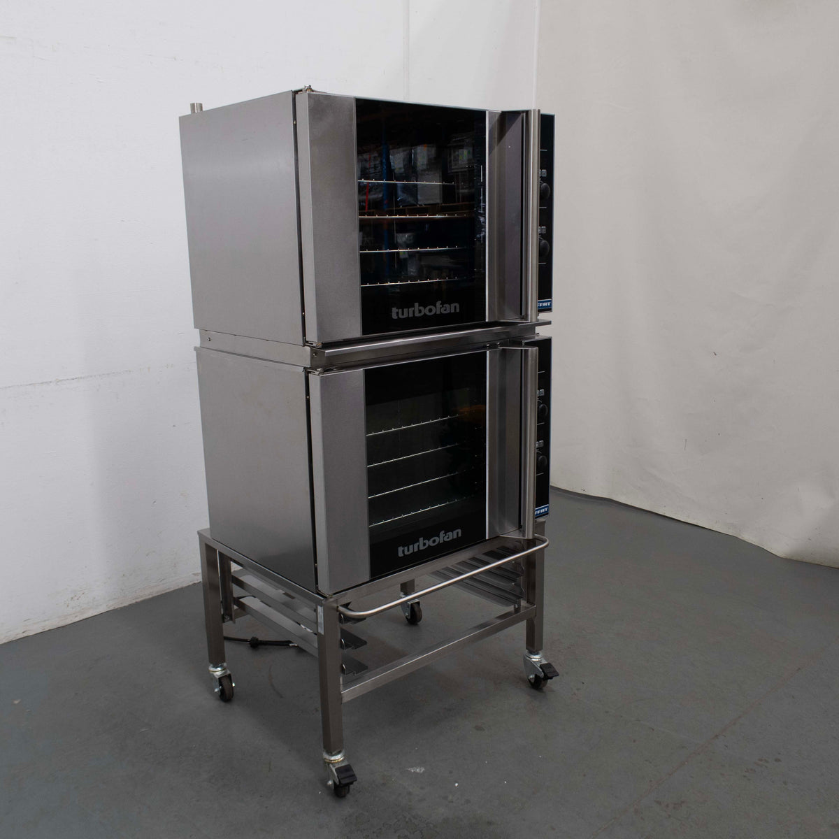 Turbofan E31D4/2C Double Stacked Convection Ovens on Stand