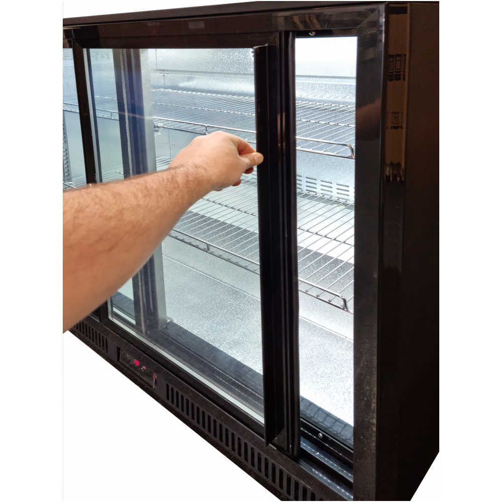 AG Three Door Bar Fridge - Black Body & Doors BEER3-SD