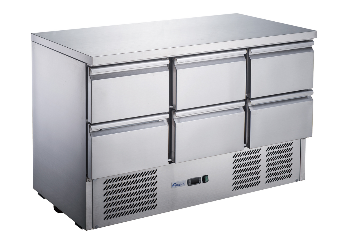 FED-X Six Drawer Salad Prep Fridge - XGNS1300D-6D